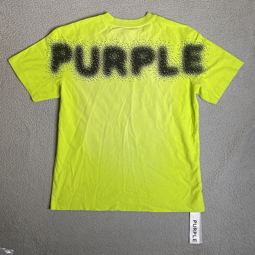 Purple Brand Shirt Mens Large Neon Yellow Pixelated Short Sleeve Designer